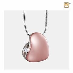 Leaning Heart Ashes Pendant Pol RoseGold Vermeil with Zircon