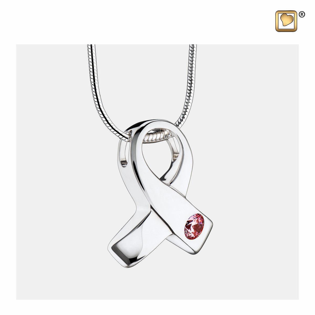 Awareness Ashes Pendant Pink&Pol silver with Zirconia